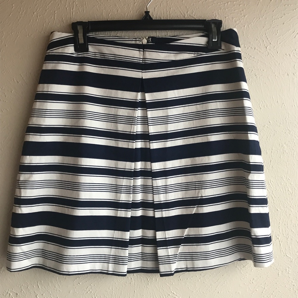 Navy Pleated Midi Skirt